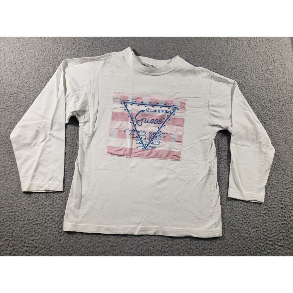 Vintage Guess Shirt Georges Marciano Women's Large White Long Sleeve USA Cotton